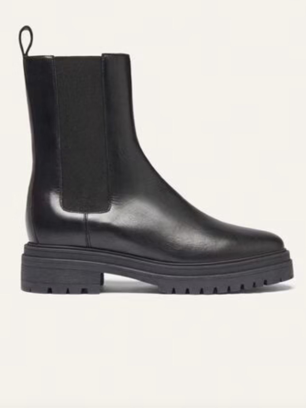 ba&sh Black Coda Leather Chelsea Boot with Lug Sole Size 38